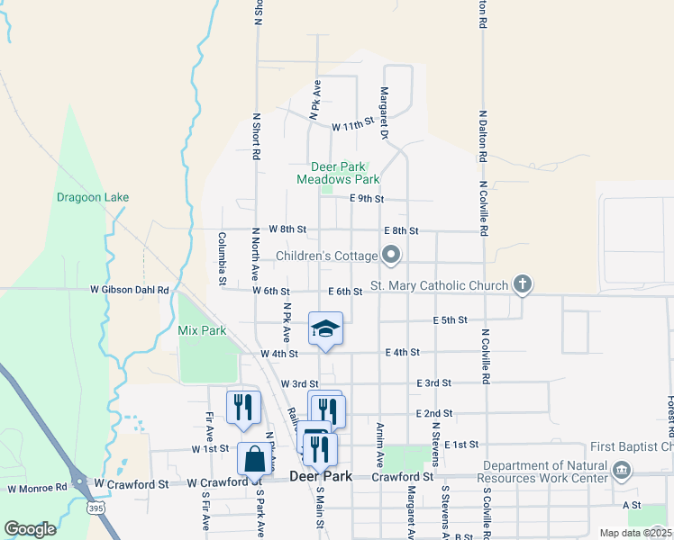 map of restaurants, bars, coffee shops, grocery stores, and more near 653 North Vernon Avenue in Deer Park