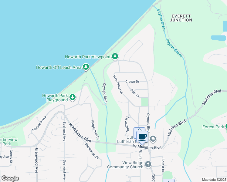 map of restaurants, bars, coffee shops, grocery stores, and more near 436 View Ridge Drive in Everett