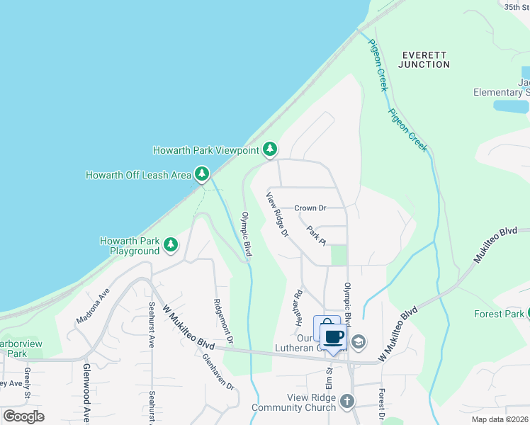 map of restaurants, bars, coffee shops, grocery stores, and more near 448 View Ridge Drive in Everett