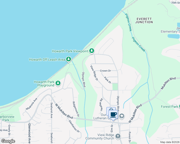 map of restaurants, bars, coffee shops, grocery stores, and more near 448 View Ridge Drive in Everett