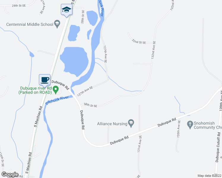 map of restaurants, bars, coffee shops, grocery stores, and more near 12811 38th Street Southeast in Snohomish
