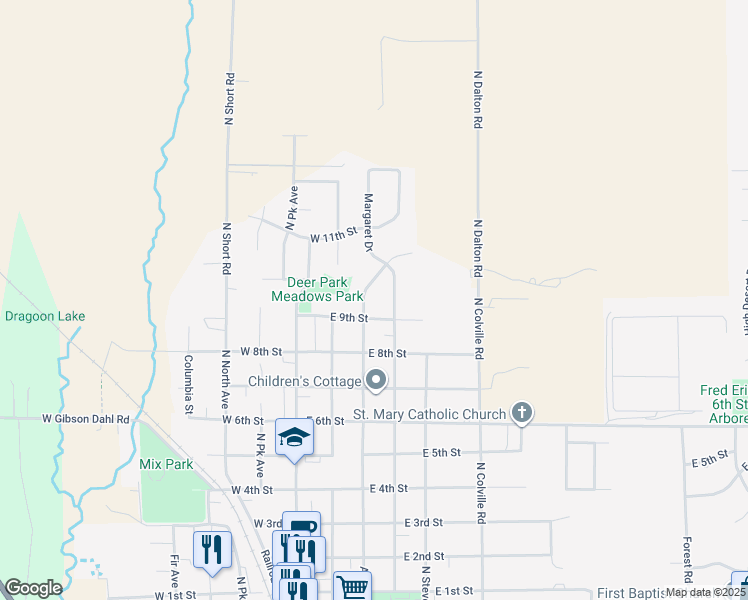 map of restaurants, bars, coffee shops, grocery stores, and more near 1208 North Vernon Avenue in Deer Park