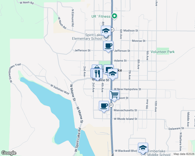 map of restaurants, bars, coffee shops, grocery stores, and more near 6259 W Maine St in Spirit Lake