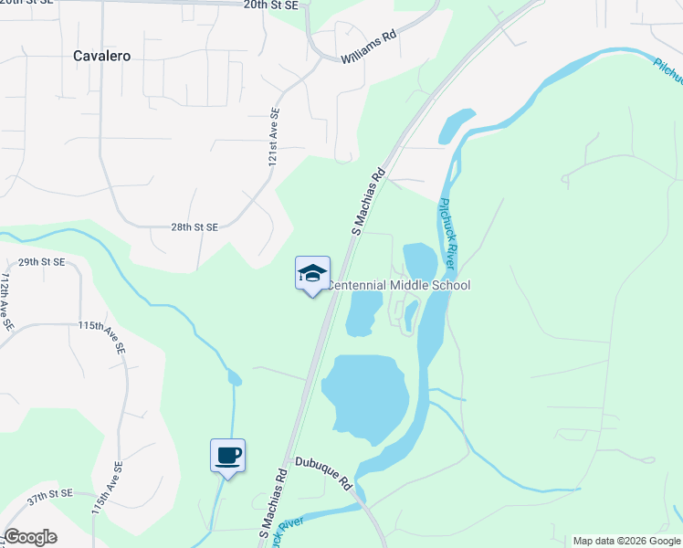 map of restaurants, bars, coffee shops, grocery stores, and more near 2856 South Machias Road in Snohomish