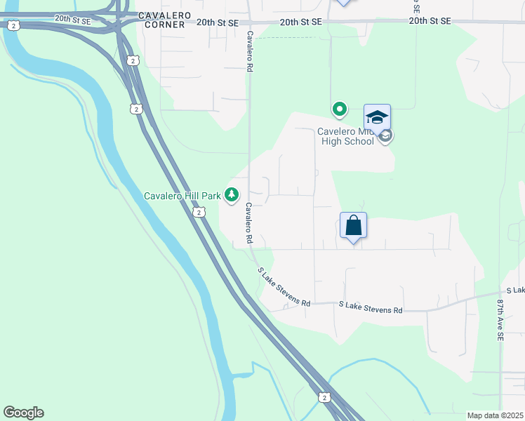 map of restaurants, bars, coffee shops, grocery stores, and more near 2819 Cavalero Road in Lake Stevens