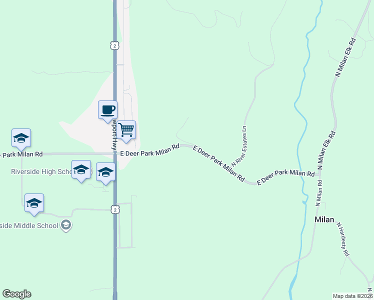 map of restaurants, bars, coffee shops, grocery stores, and more near 4805 East Deer Park Milan Road in Chattaroy