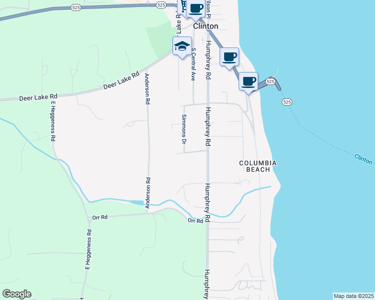 map of restaurants, bars, coffee shops, grocery stores, and more near 6599 Simmons Drive in Clinton