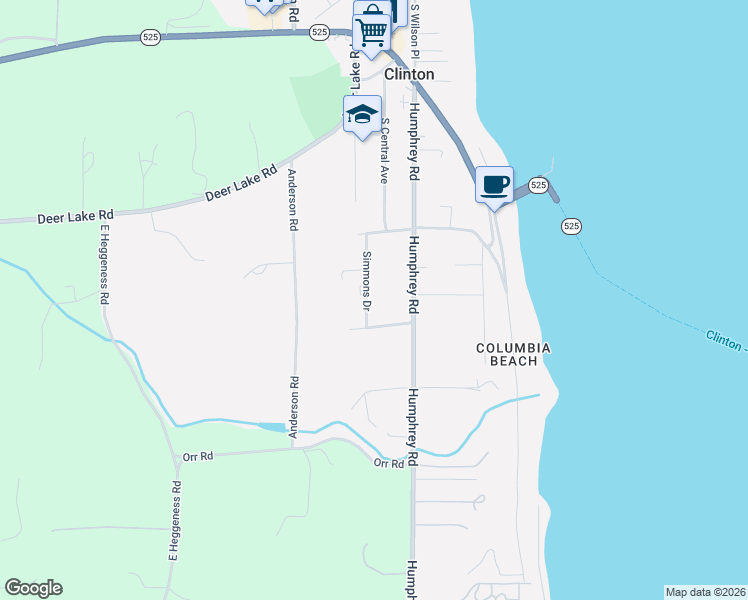 map of restaurants, bars, coffee shops, grocery stores, and more near 6582 Humphrey Road in Clinton