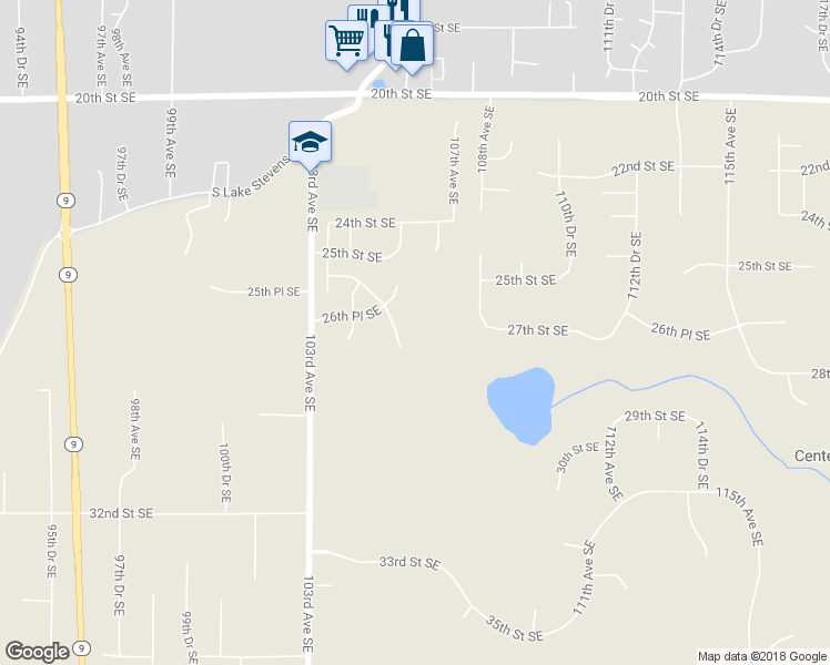 map of restaurants, bars, coffee shops, grocery stores, and more near 2711 105th Avenue Southeast in Lake Stevens
