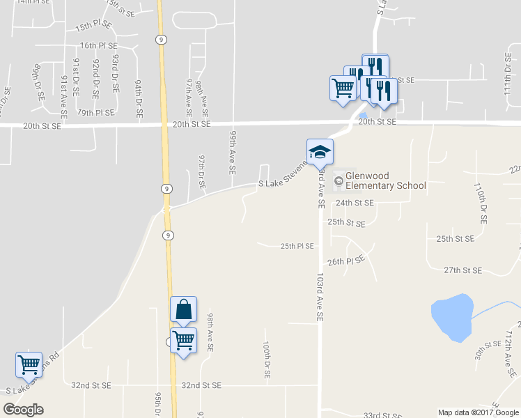 map of restaurants, bars, coffee shops, grocery stores, and more near 10012 South Lake Stevens Road in Lake Stevens