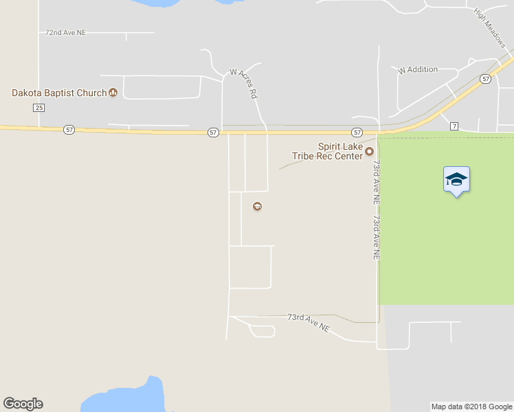 map of restaurants, bars, coffee shops, grocery stores, and more near 7268 North Dakota 57 in Oberon