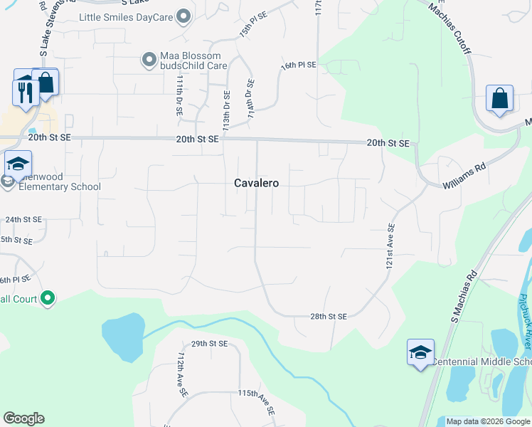 map of restaurants, bars, coffee shops, grocery stores, and more near 2310 115th Drive Southeast in Lake Stevens