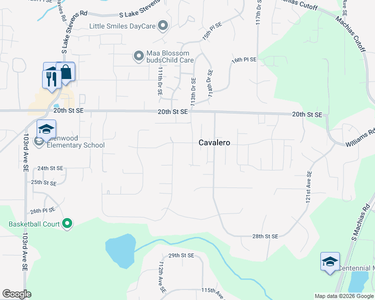 map of restaurants, bars, coffee shops, grocery stores, and more near 2214 113th Drive Southeast in Lake Stevens