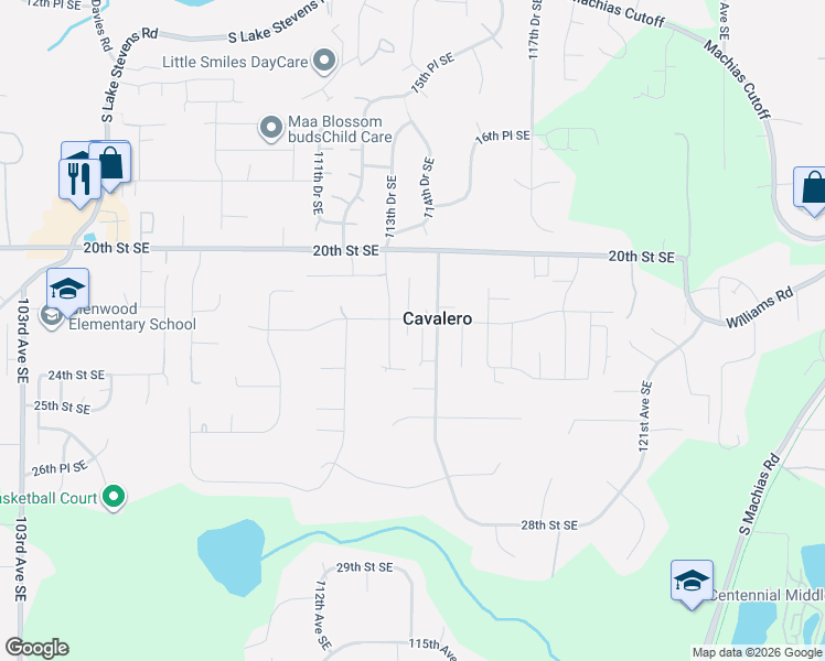 map of restaurants, bars, coffee shops, grocery stores, and more near 11406 22nd Street Southeast in Everett