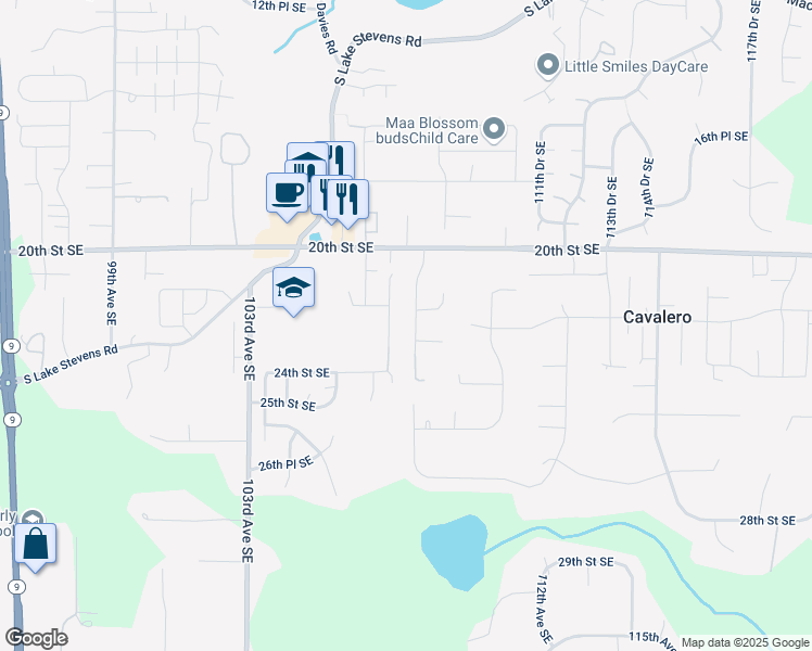 map of restaurants, bars, coffee shops, grocery stores, and more near 10807 22nd Drive Southeast in Everett