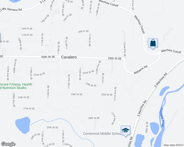 map of restaurants, bars, coffee shops, grocery stores, and more near 11728 22nd Street Southeast in Lake Stevens