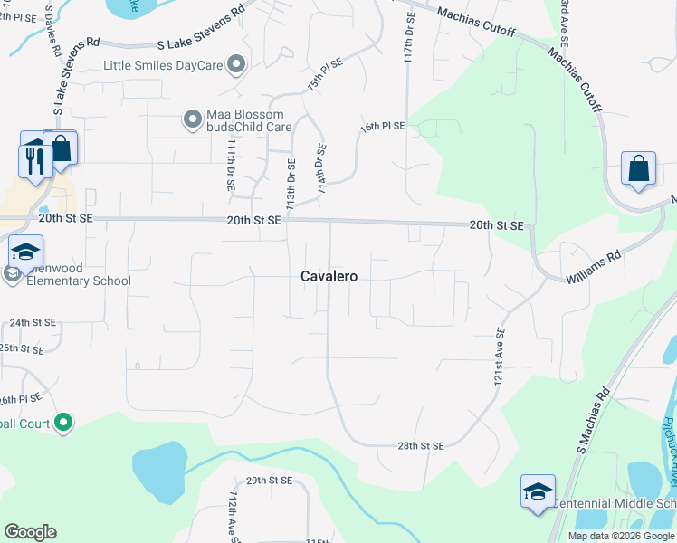 map of restaurants, bars, coffee shops, grocery stores, and more near 2210 115th Drive Southeast in Lake Stevens