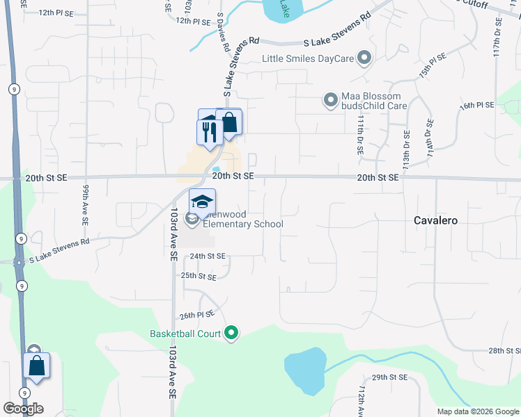 map of restaurants, bars, coffee shops, grocery stores, and more near 12019 21st Street Southeast in Lake Stevens