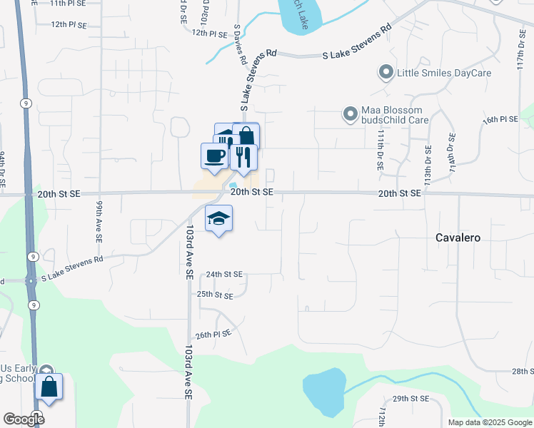 map of restaurants, bars, coffee shops, grocery stores, and more near 10620 20th Street Southeast in Lake Stevens