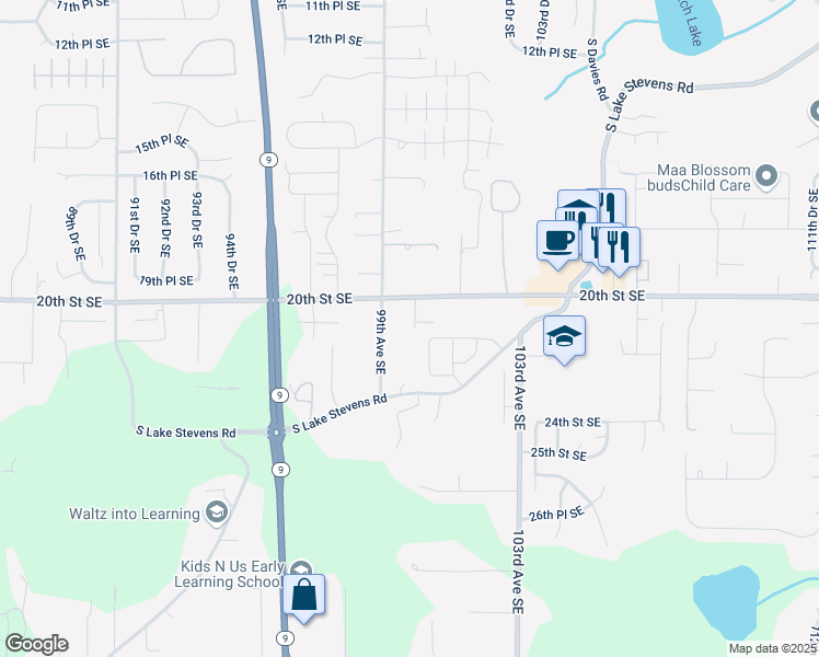 map of restaurants, bars, coffee shops, grocery stores, and more near 10008 20th Street Southeast in Lake Stevens