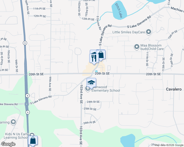 map of restaurants, bars, coffee shops, grocery stores, and more near 2406 S Lake Stevens Rd in Lake Stevens