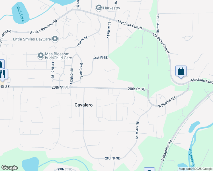 map of restaurants, bars, coffee shops, grocery stores, and more near 1918 117th Drive Southeast in Lake Stevens