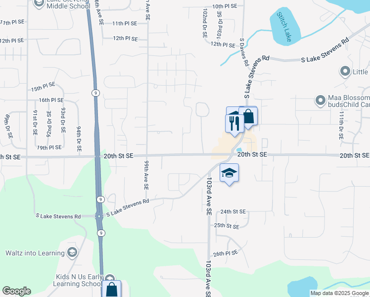 map of restaurants, bars, coffee shops, grocery stores, and more near 10029 20th Street Southeast in Lake Stevens