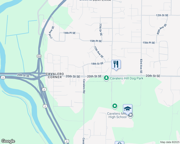 map of restaurants, bars, coffee shops, grocery stores, and more near 1921 76th Avenue Southeast in Lake Stevens