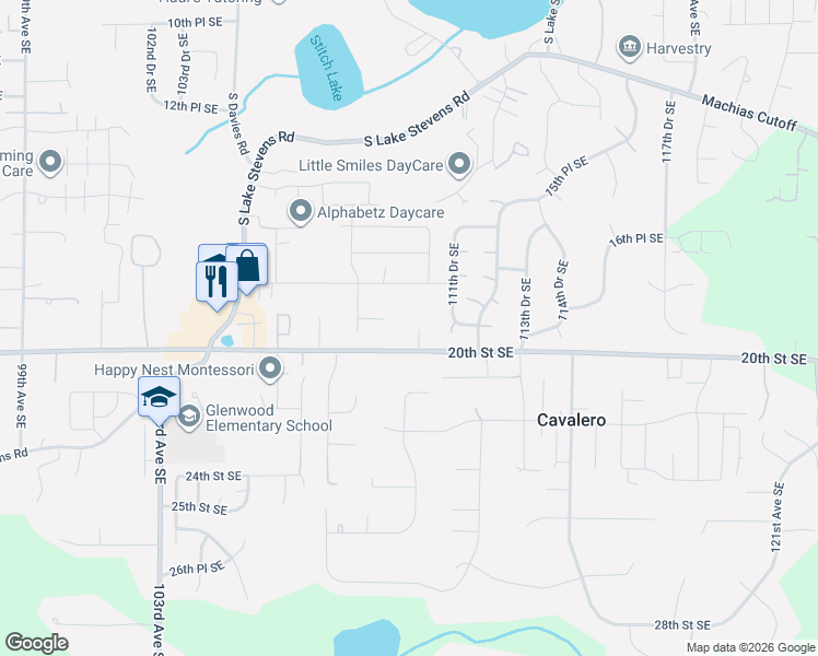map of restaurants, bars, coffee shops, grocery stores, and more near 10921 19th Avenue Southeast in Everett