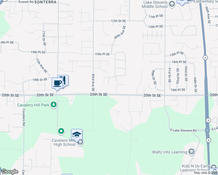 map of restaurants, bars, coffee shops, grocery stores, and more near 8430 15th Place Southeast in Lake Stevens