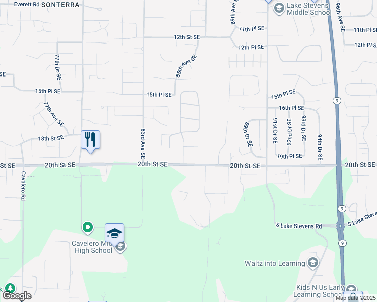 map of restaurants, bars, coffee shops, grocery stores, and more near 8606 19th Street Southeast in Lake Stevens