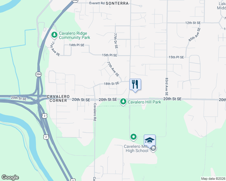 map of restaurants, bars, coffee shops, grocery stores, and more near 7622 18th Place Southeast in Lake Stevens