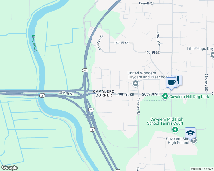 map of restaurants, bars, coffee shops, grocery stores, and more near 1818 72nd Avenue in Lake Stevens