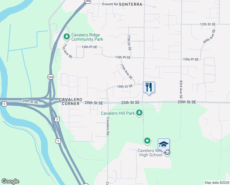 map of restaurants, bars, coffee shops, grocery stores, and more near 1913 76th Avenue Southeast in Lake Stevens