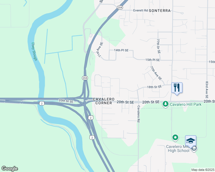 map of restaurants, bars, coffee shops, grocery stores, and more near 1818 72nd Avenue in Lake Stevens