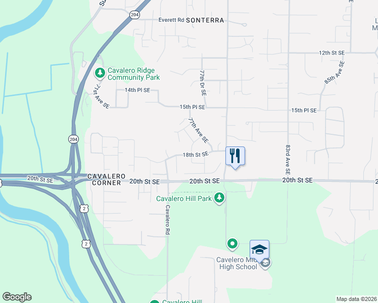map of restaurants, bars, coffee shops, grocery stores, and more near 7539 18th Street Southeast in Lake Stevens