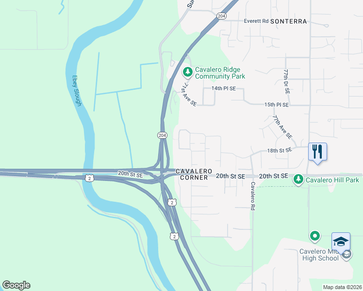 map of restaurants, bars, coffee shops, grocery stores, and more near 1711 70th Avenue Southeast in Lake Stevens