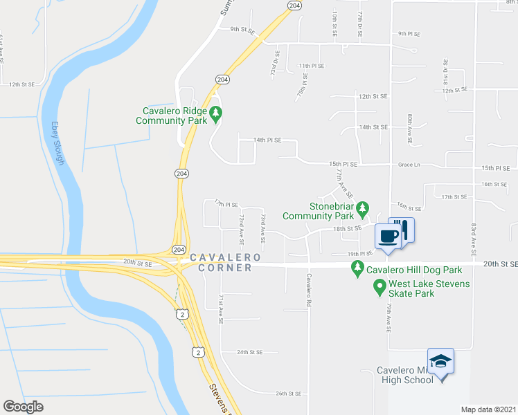 map of restaurants, bars, coffee shops, grocery stores, and more near 7124 17th Place Southeast in Lake Stevens