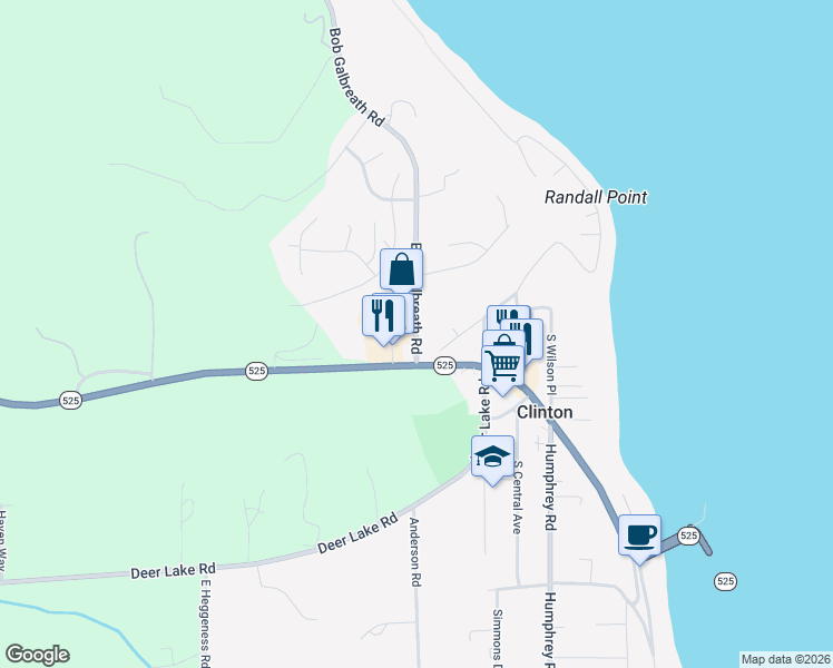map of restaurants, bars, coffee shops, grocery stores, and more near 6303 Bob Galbreath Road in Clinton
