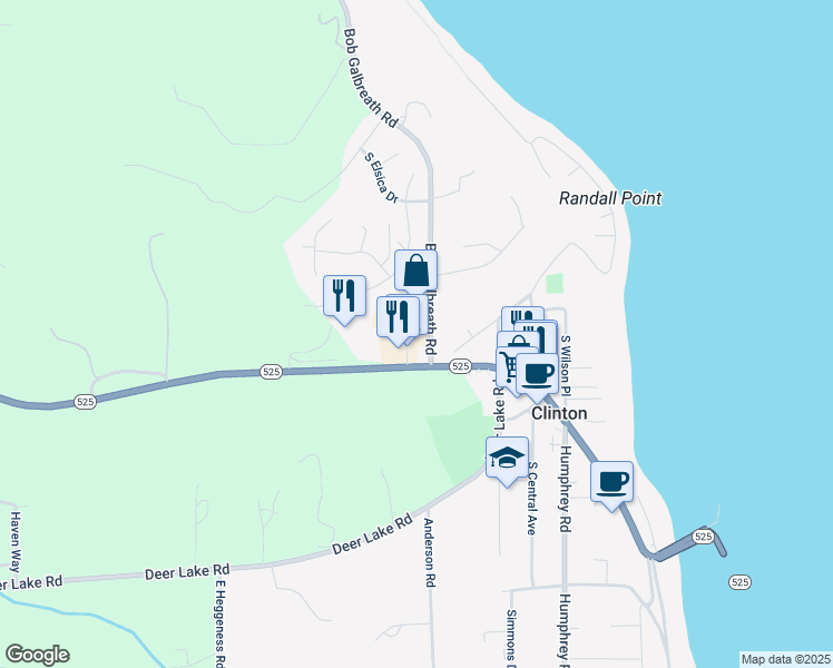 map of restaurants, bars, coffee shops, grocery stores, and more near Clinton Square Drive in Clinton