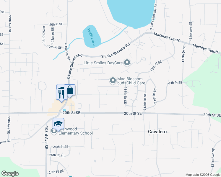 map of restaurants, bars, coffee shops, grocery stores, and more near 10822 17th Place Southeast in Lake Stevens