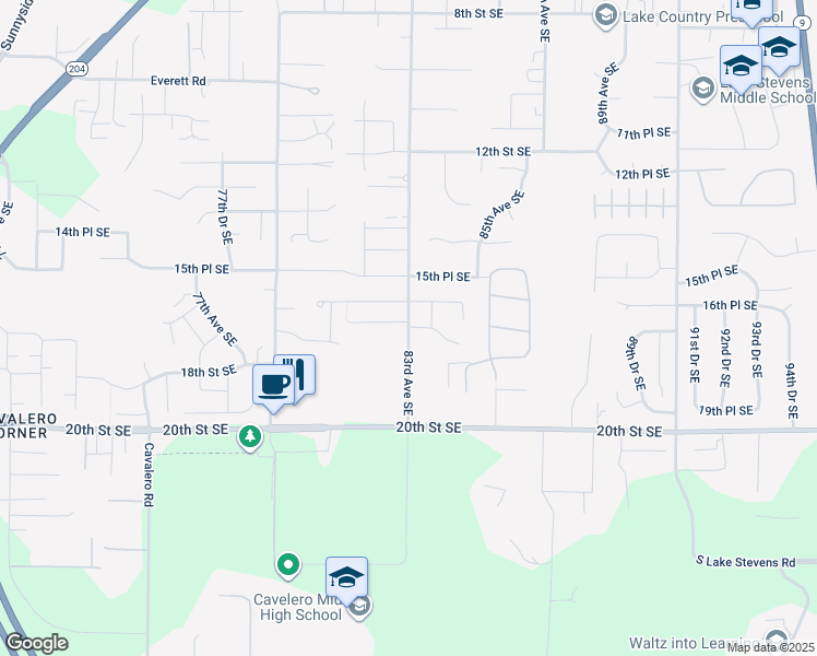 map of restaurants, bars, coffee shops, grocery stores, and more near 1701 83rd Avenue Southeast in Lake Stevens