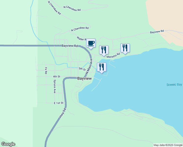 map of restaurants, bars, coffee shops, grocery stores, and more near 34090 Lakeside Avenue in Bayview