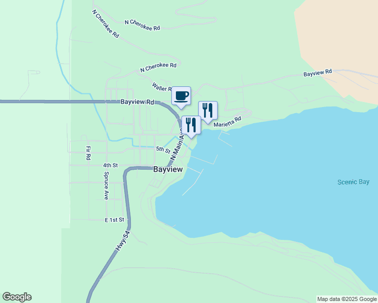 map of restaurants, bars, coffee shops, grocery stores, and more near 34090 Lakeside Avenue in Bayview