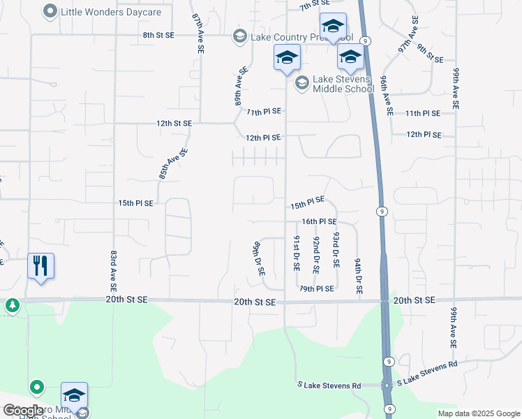 map of restaurants, bars, coffee shops, grocery stores, and more near 8924 15th Place Southeast in Lake Stevens