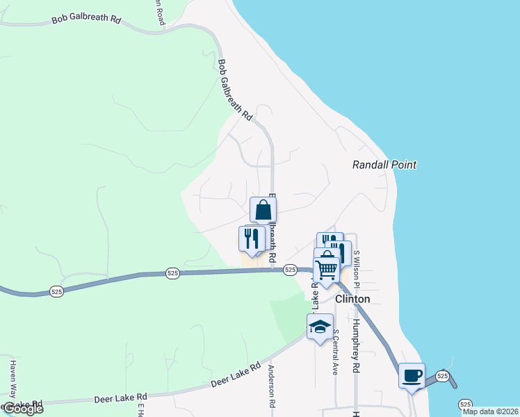 map of restaurants, bars, coffee shops, grocery stores, and more near 6287 Hinman Drive in Clinton