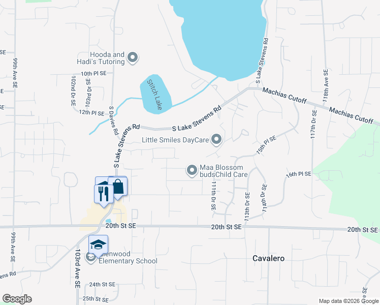 map of restaurants, bars, coffee shops, grocery stores, and more near 10928 South Lake Stevens Road in Lake Stevens