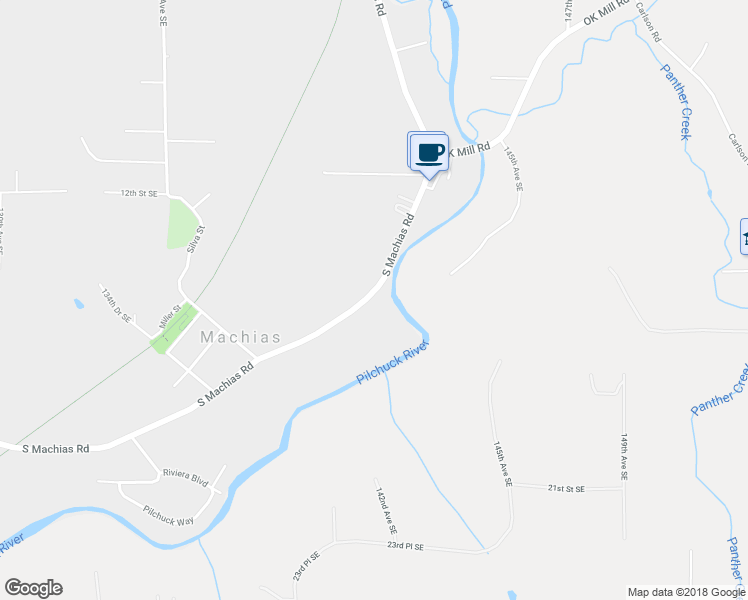map of restaurants, bars, coffee shops, grocery stores, and more near 1507 South Machias Road in Snohomish