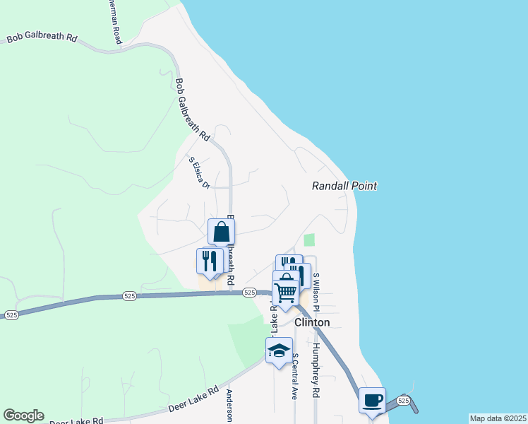 map of restaurants, bars, coffee shops, grocery stores, and more near 4739 Durham Way in Clinton