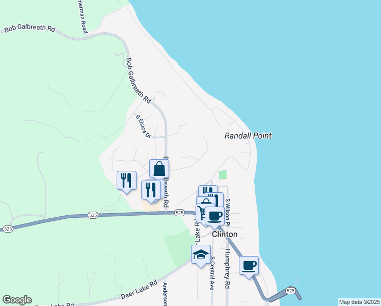 map of restaurants, bars, coffee shops, grocery stores, and more near 4739 Durham Way in Clinton